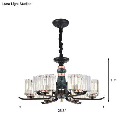 مصباح كريستالي أسود معلق على شكل نجمة: ثريا أنيقة لغرفة المعيشة، 6/8 لمبات
