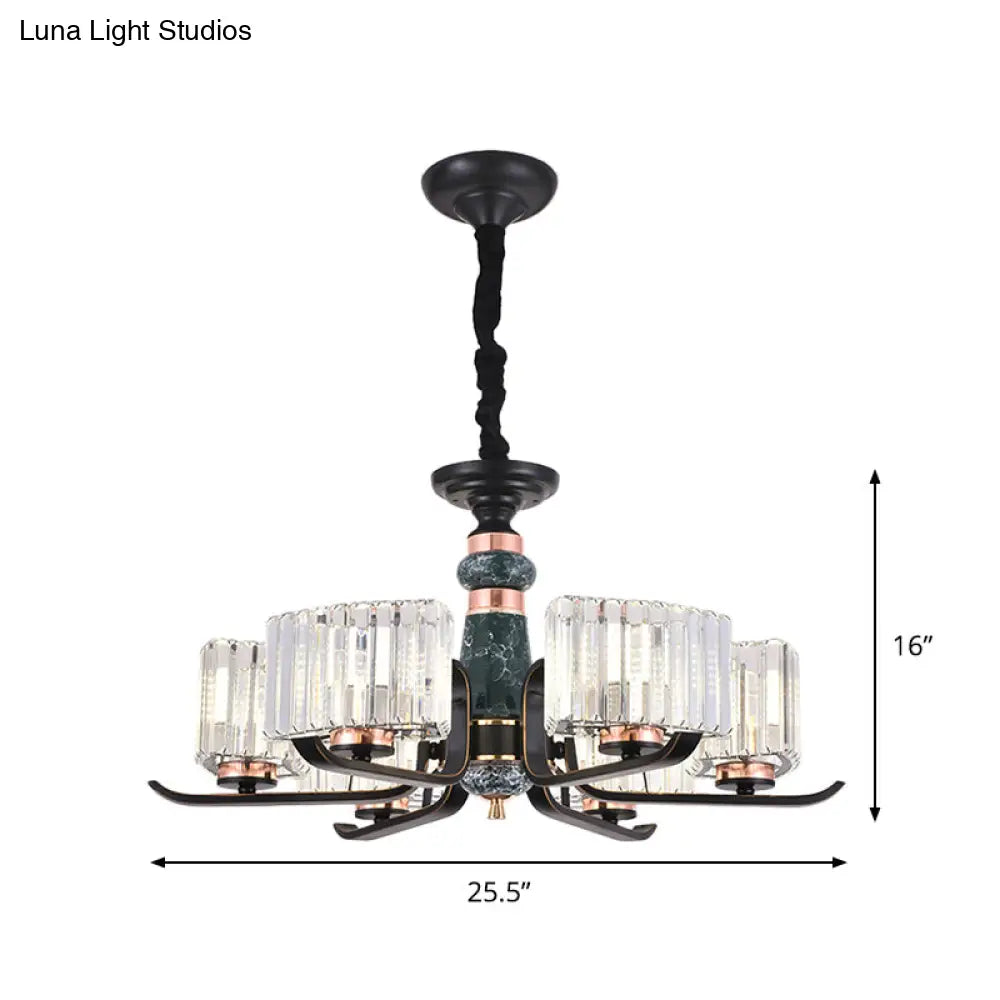 مصباح كريستالي أسود معلق على شكل نجمة: ثريا أنيقة لغرفة المعيشة، 6/8 لمبات