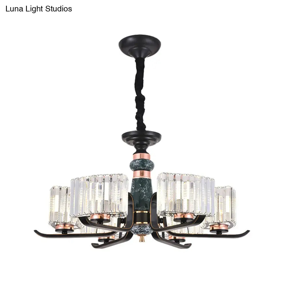 مصباح كريستالي أسود معلق على شكل نجمة: ثريا أنيقة لغرفة المعيشة، 6/8 لمبات