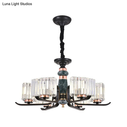 مصباح كريستالي أسود معلق على شكل نجمة: ثريا أنيقة لغرفة المعيشة، 6/8 لمبات