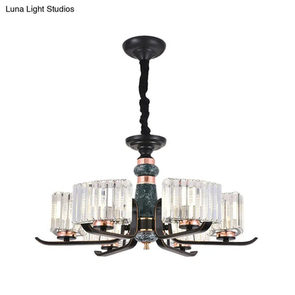 مصباح كريستالي أسود معلق على شكل نجمة: ثريا أنيقة لغرفة المعيشة، 6/8 لمبات