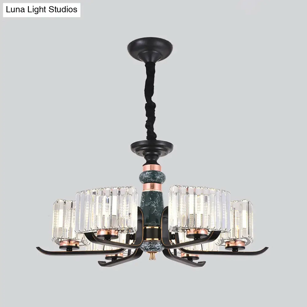 مصباح كريستالي أسود معلق على شكل نجمة: ثريا أنيقة لغرفة المعيشة، 6/8 لمبات