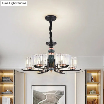 مصباح كريستالي أسود معلق على شكل نجمة: ثريا أنيقة لغرفة المعيشة، 6/8 لمبات