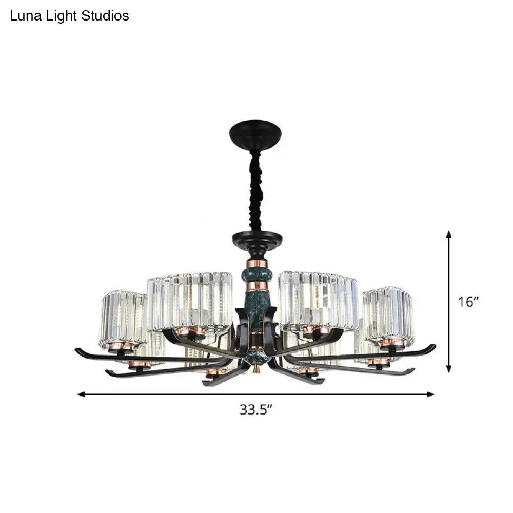 مصباح كريستالي أسود معلق على شكل نجمة: ثريا أنيقة لغرفة المعيشة، 6/8 لمبات