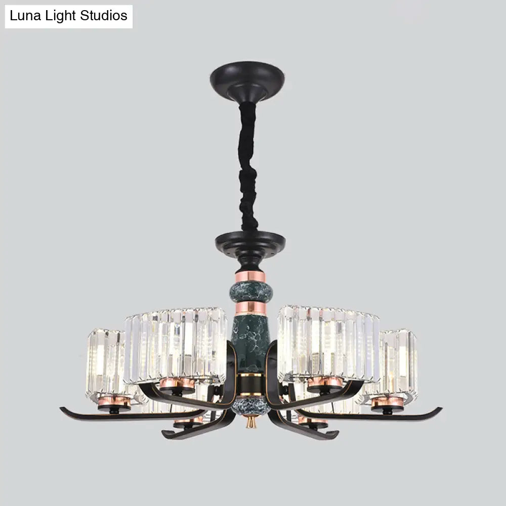 مصباح كريستالي أسود معلق على شكل نجمة: ثريا أنيقة لغرفة المعيشة، 6/8 لمبات