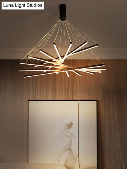 ثريا DecorBites™ LED ذات العصي السوداء بتصميم حديث وبسيط من المعدن، مصباح معلق للردهة