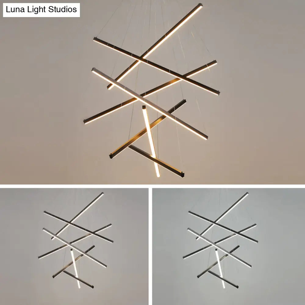 ثريا DecorBites™ LED ذات العصي السوداء بتصميم حديث وبسيط من المعدن، مصباح معلق للردهة