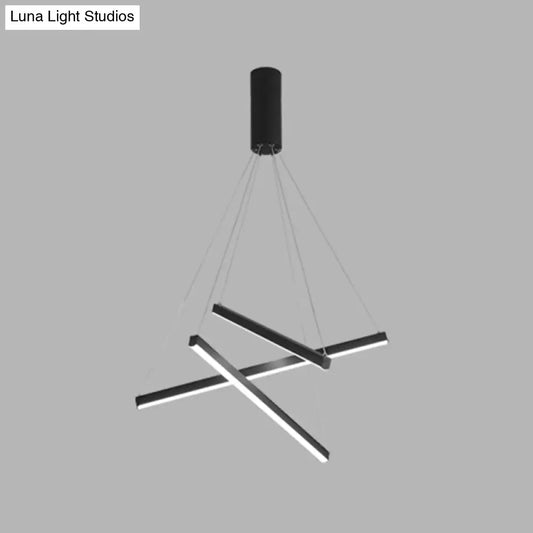 DecorBites™ Black Sticks LED Chandelier Light Novelty Minimalist Metal Suspension Lamp for Lobby