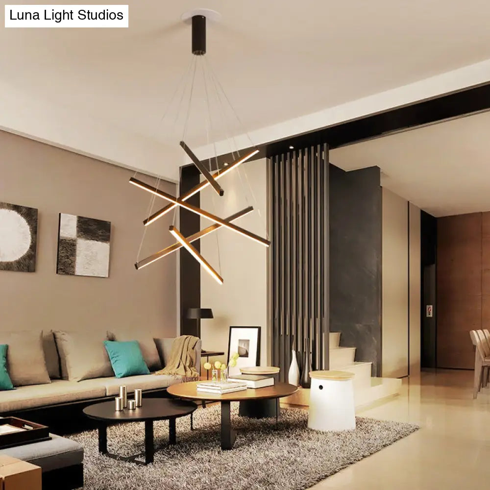 ثريا DecorBites™ LED ذات العصي السوداء بتصميم حديث وبسيط من المعدن، مصباح معلق للردهة