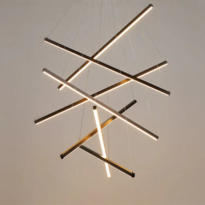 ثريا DecorBites™ LED ذات العصي السوداء بتصميم حديث وبسيط من المعدن، مصباح معلق للردهة