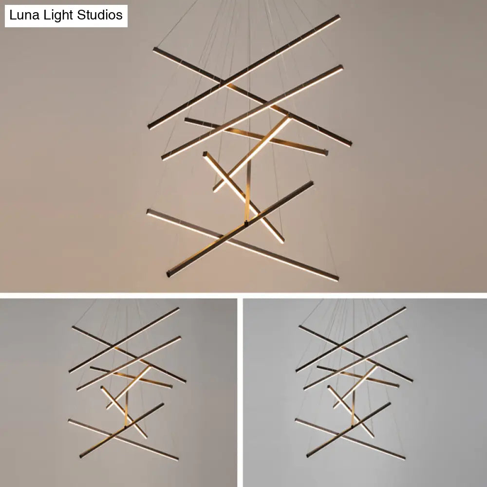 ثريا DecorBites™ LED ذات العصي السوداء بتصميم حديث وبسيط من المعدن، مصباح معلق للردهة