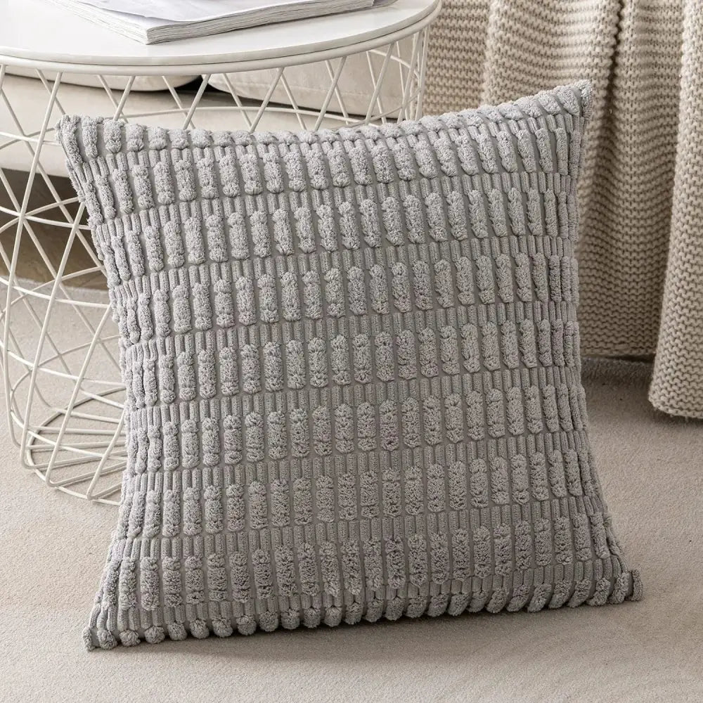 Gray textured throw pillow with raised woven pattern for decorbites black striped corduroy throw pillow cover