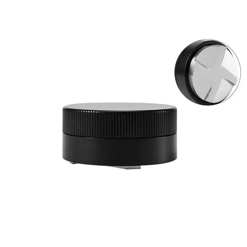 Black textured espresso tamper with shiny metallic cross top by decorbites espresso for precise coffee powder tamping