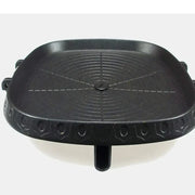 Black textured square korean bbq grill pan with non-stick surface and hexagonal patterns for korean bbq cooking