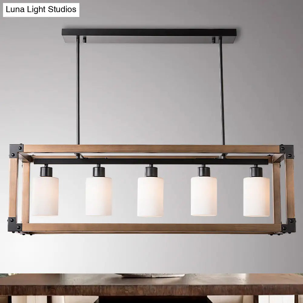 ديكوربايتس™ مصباح معلق تقليدي أسود لغرفة الطعام مع ظلال زجاجية بلون الحليب - مصباح معلق بخمسة مصابيح