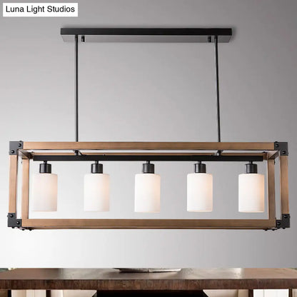 ديكوربايتس™ مصباح معلق تقليدي أسود لغرفة الطعام مع ظلال زجاجية بلون الحليب - مصباح معلق بخمسة مصابيح