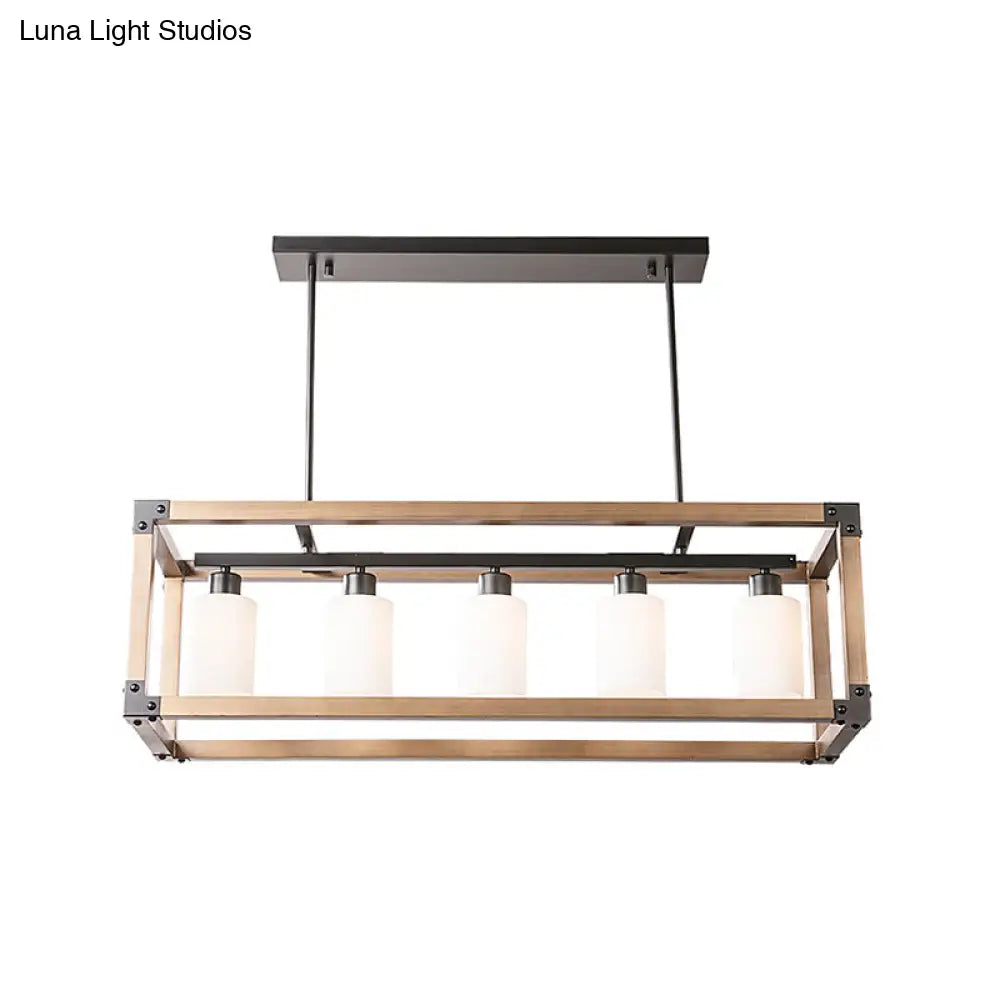 ديكوربايتس™ مصباح معلق تقليدي أسود لغرفة الطعام مع ظلال زجاجية بلون الحليب - مصباح معلق بخمسة مصابيح