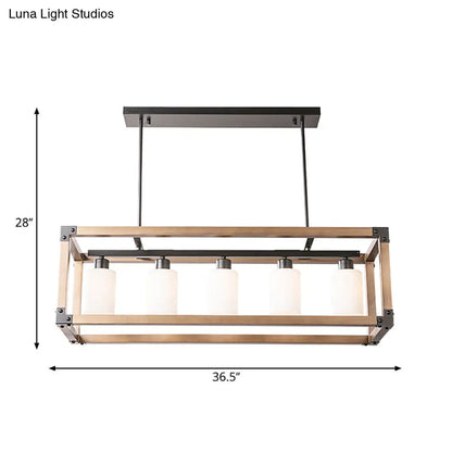ديكوربايتس™ مصباح معلق تقليدي أسود لغرفة الطعام مع ظلال زجاجية بلون الحليب - مصباح معلق بخمسة مصابيح