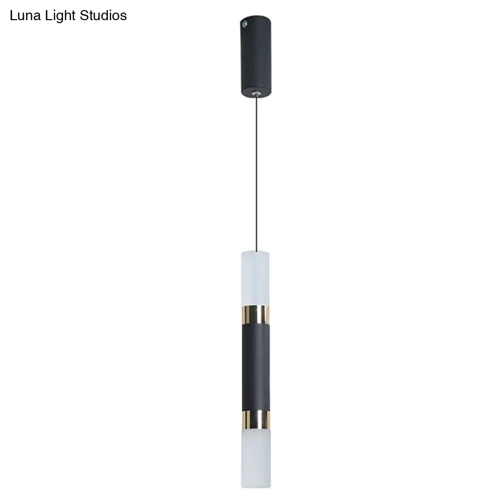 Black Tube Pendant Lamp: Modern Acrylic LED Ceiling Light Fixture for Bedroom