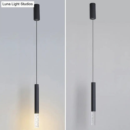 Black Tube Pendant Lamp: Modern Acrylic LED Ceiling Light Fixture for Bedroom