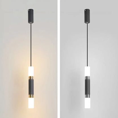 Black Tube Pendant Lamp: Modern Acrylic LED Ceiling Light Fixture for Bedroom