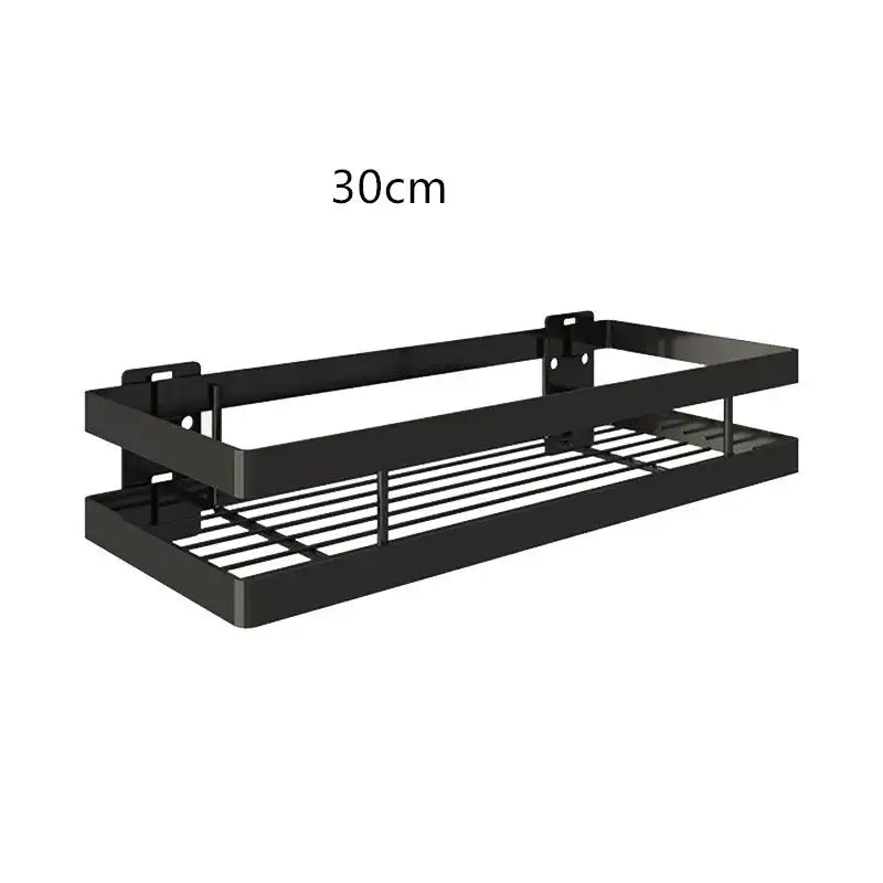 Black metal two tier bathroom shelf shower with modern design 30cm length for shelf shower storage use