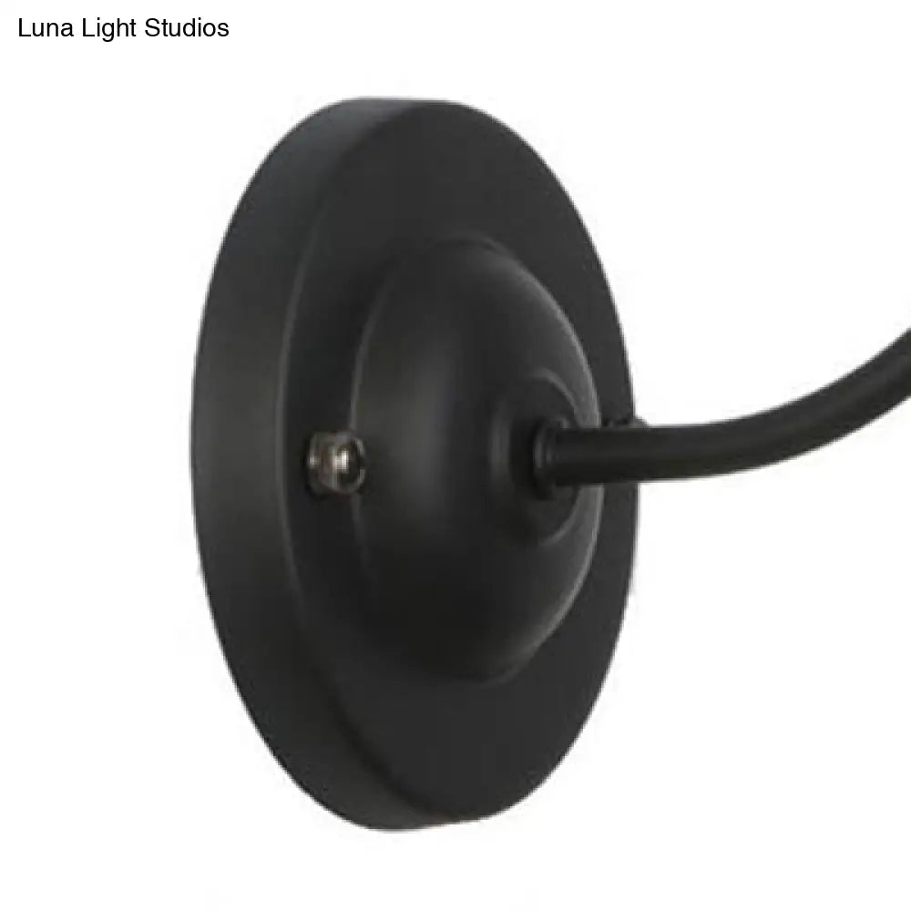 Black Vintage Industrial 1-Head Wall Light with Curved Arm - Iron Cylinder Cage Shade Wall Mount Fixture for Bedroom