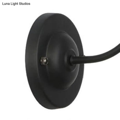 Black Vintage Industrial 1-Head Wall Light with Curved Arm - Iron Cylinder Cage Shade Wall Mount Fixture for Bedroom