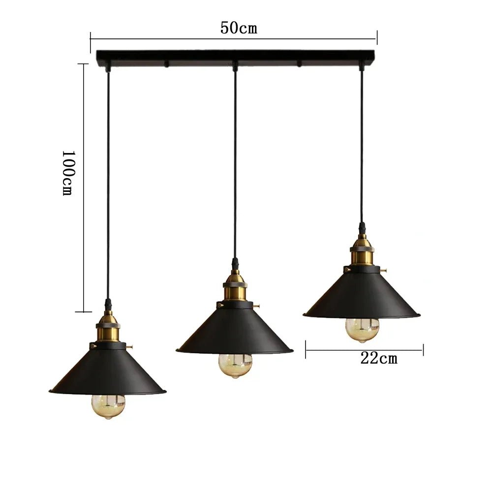 Black Vintage Metal Multi-Head Pendant Light - Decorbites