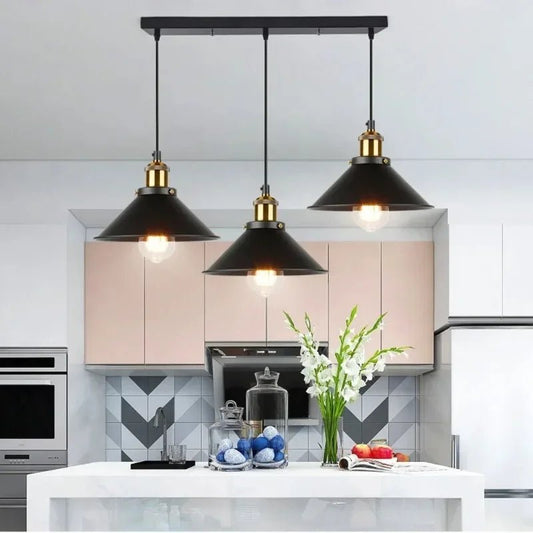 Black Vintage Multi-Head Metal Pendant Light - Decorbites