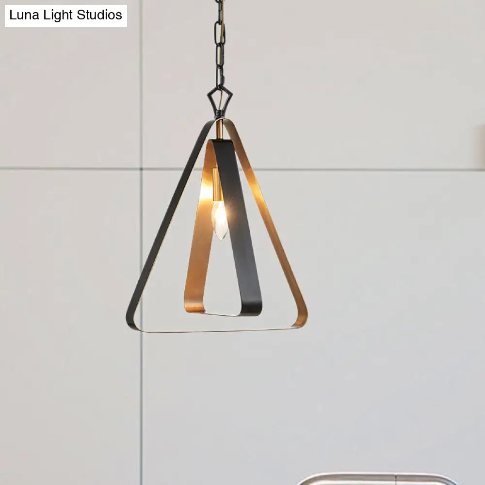 Black Vintage Style Open Cage Pendant Light with Triangle Design for Dining Room Ceiling Fixture"
or 
"Vintage Style Black Pendant Light with Triangle Design for Dining Room Ceiling Fixture