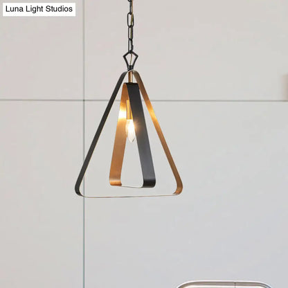 Black Vintage Style Open Cage Pendant Light with Triangle Design for Dining Room Ceiling Fixture"
or 
"Vintage Style Black Pendant Light with Triangle Design for Dining Room Ceiling Fixture