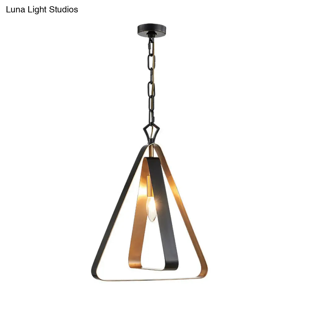 Black Vintage Style Open Cage Pendant Light with Triangle Design for Dining Room Ceiling Fixture"
or 
"Vintage Style Black Pendant Light with Triangle Design for Dining Room Ceiling Fixture