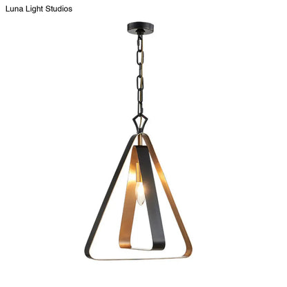 Black Vintage Style Open Cage Pendant Light with Triangle Design for Dining Room Ceiling Fixture"
or 
"Vintage Style Black Pendant Light with Triangle Design for Dining Room Ceiling Fixture