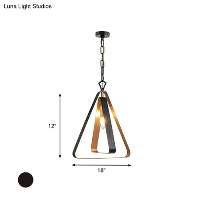 Black Vintage Style Open Cage Pendant Light with Triangle Design for Dining Room Ceiling Fixture"
or 
"Vintage Style Black Pendant Light with Triangle Design for Dining Room Ceiling Fixture