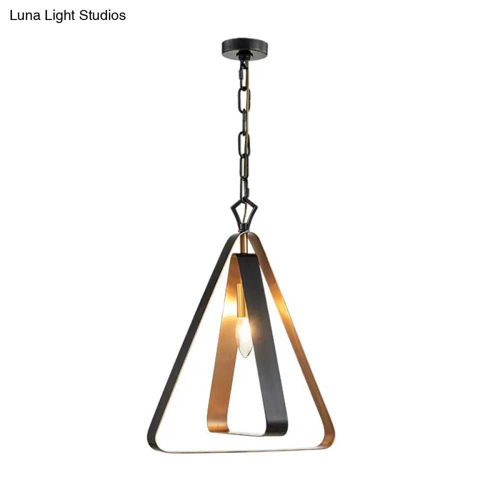 Black Vintage Style Open Cage Pendant Light with Triangle Design for Dining Room Ceiling Fixture"
or 
"Vintage Style Black Pendant Light with Triangle Design for Dining Room Ceiling Fixture