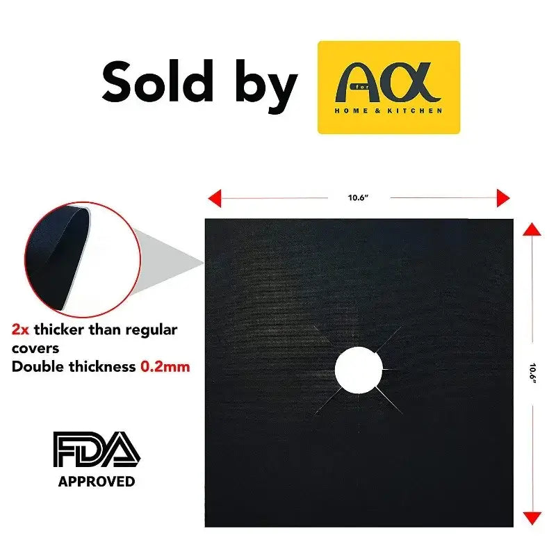 Black double-thickness 0.2mm square cutting board with hole and brushed metal finish for gas stove surface by a&k home & kitchen