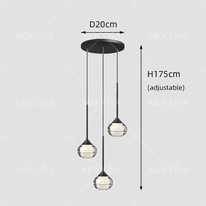 Black Water Drop Acrylic LED Pendant Light - Decorbites