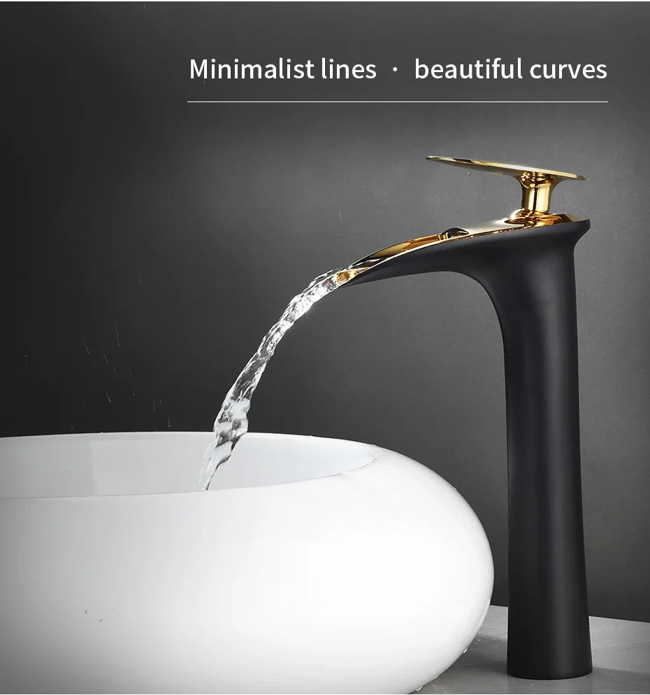 Black Waterfall Bathroom Faucet Mixer Tap