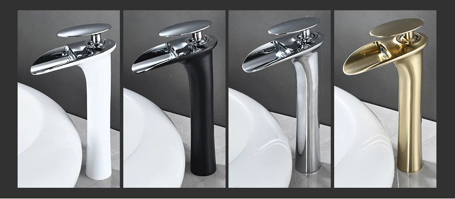 Black Waterfall Bathroom Faucet Mixer Tap