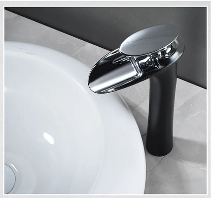Black Waterfall Bathroom Faucet Mixer Tap