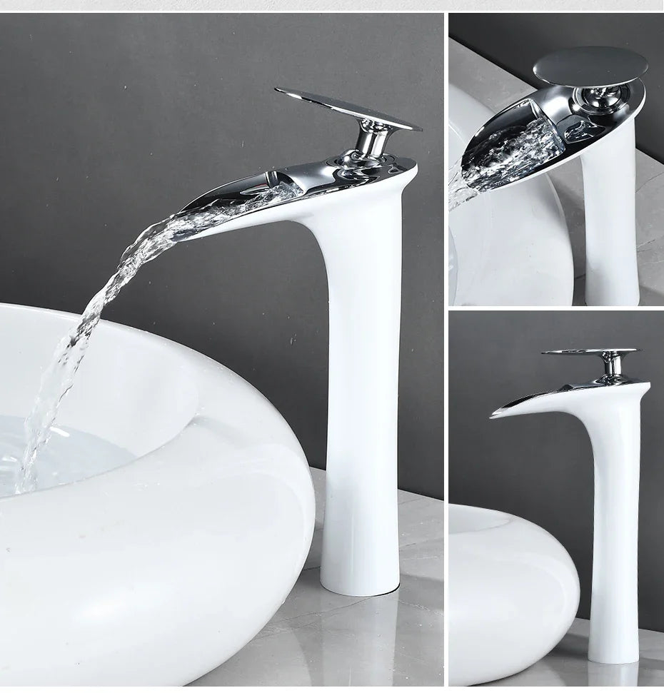 Black Waterfall Bathroom Faucet Mixer Tap