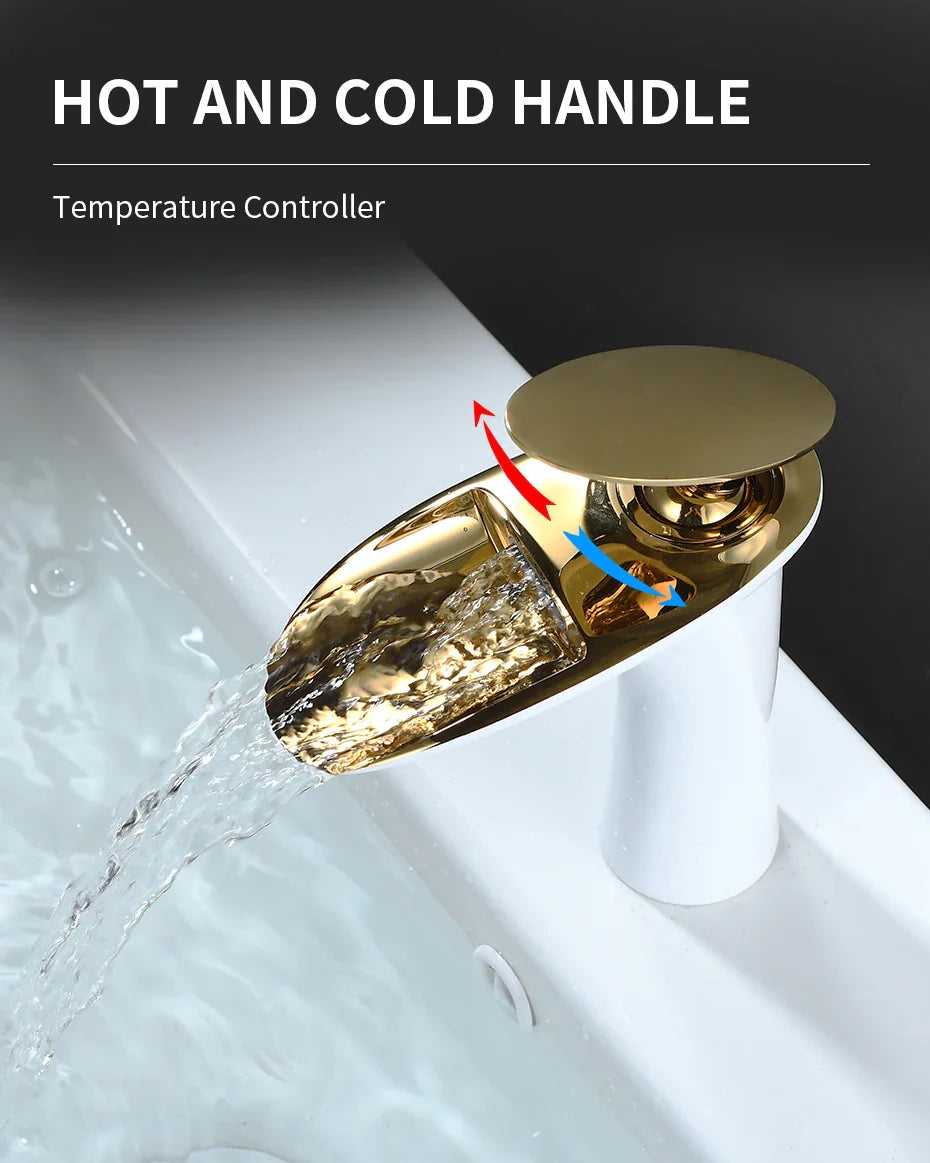 Black Waterfall Bathroom Faucet Mixer Tap