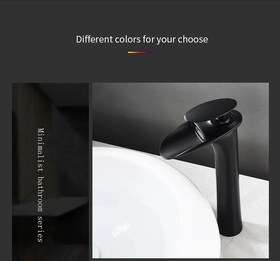 Black Waterfall Bathroom Faucet Mixer Tap