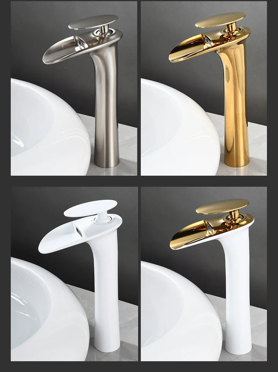 Black Waterfall Bathroom Faucet Mixer Tap