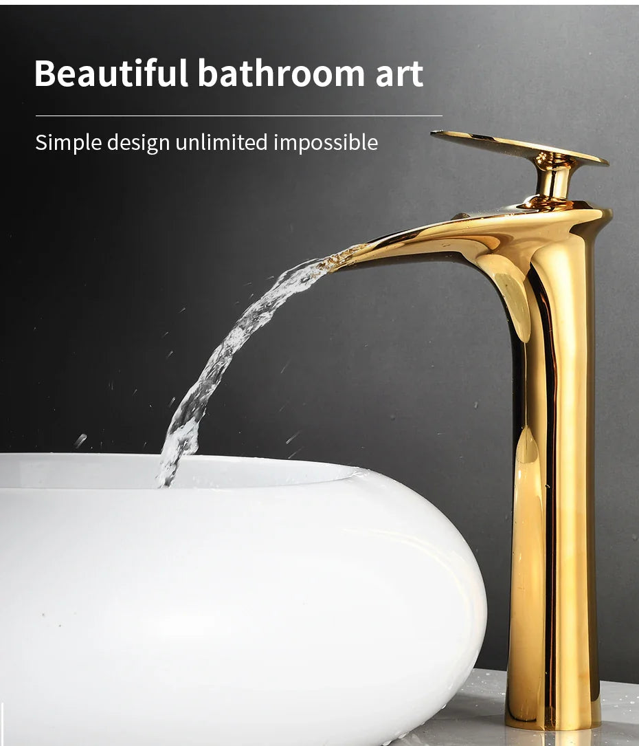 Black Waterfall Bathroom Faucet Mixer Tap