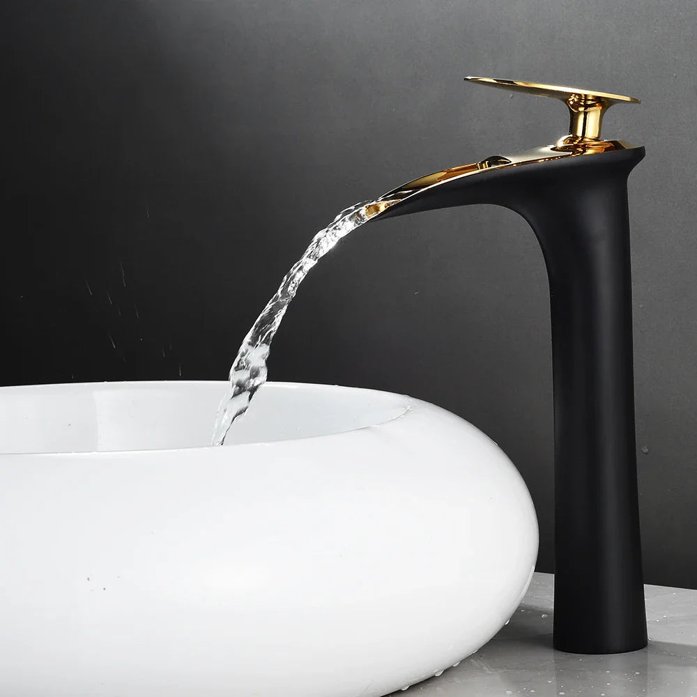 Black Waterfall Bathroom Faucet Mixer Tap