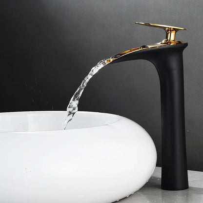 Black Waterfall Bathroom Faucet Mixer Tap