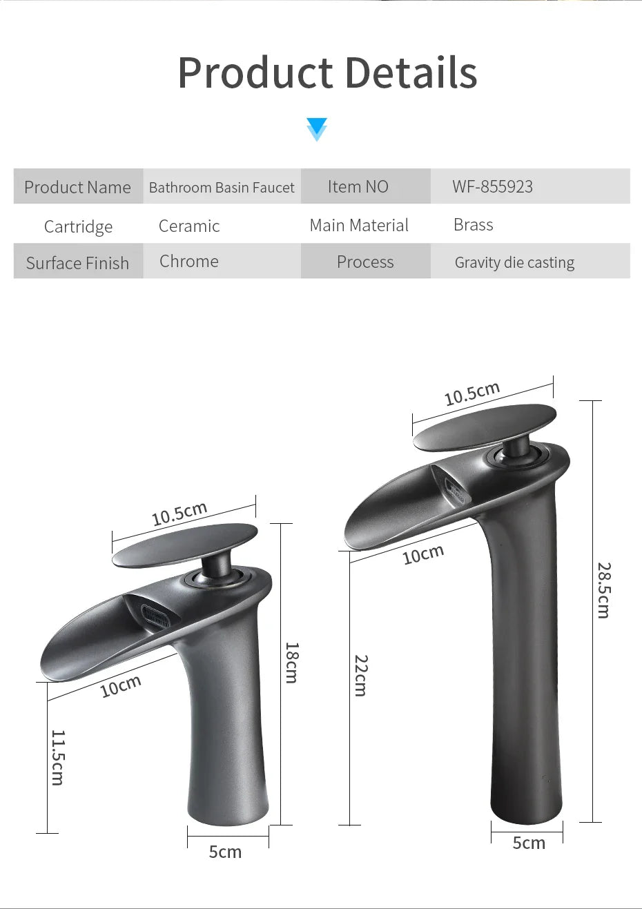 Black Waterfall Bathroom Faucet Mixer Tap