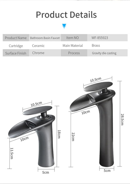 Black Waterfall Bathroom Faucet Mixer Tap